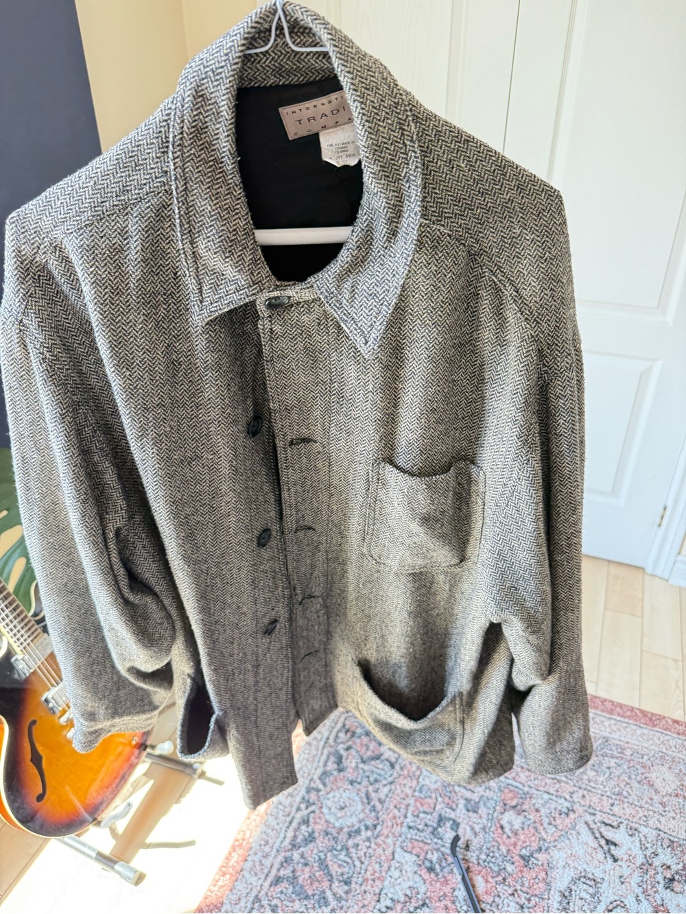 Men's Taupe Herringbone Lightweight Shirt Jacket